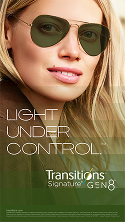 Transitions Signature Gen8 Graphite Green lenses in activated state